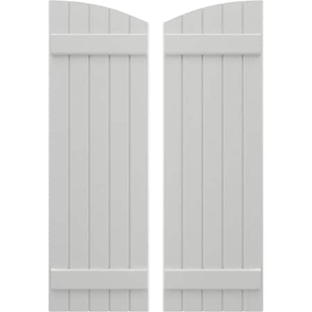 Americraft 5-Board (2 Batten) Wood Joined Board-n-Batten Shutters W/ Ellipt Top, ARW101BE518X62STH